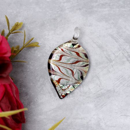 Lampwork Multicolor Leaf Glass Pendant for Necklace - 1 Piece